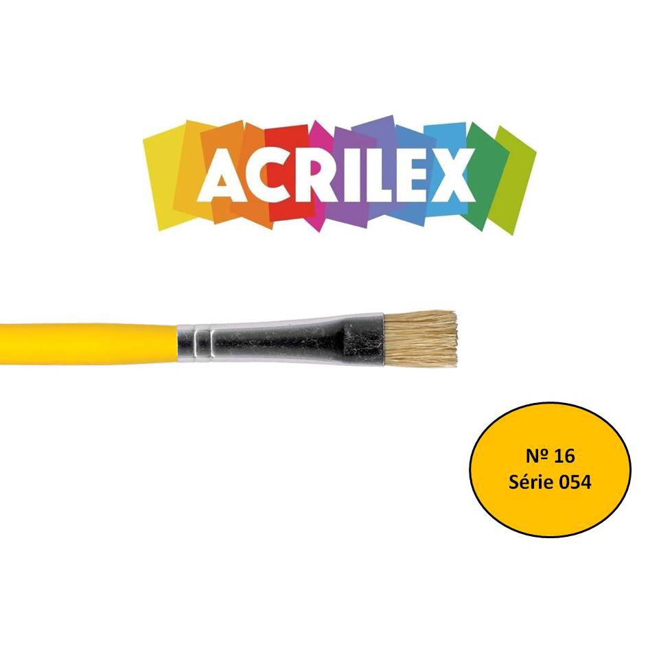 Pincel Chato Amarelo Série 054 - Nº16 - Acrilex em Oferta na Shopee