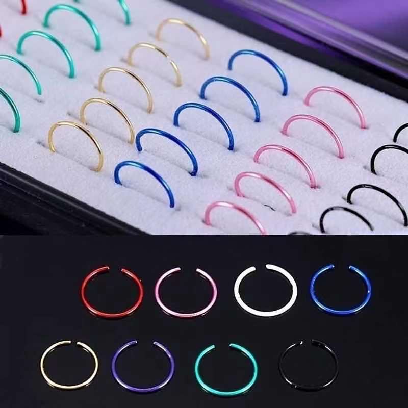 kit 20 unidades Piercing De Nariz Argolinha Aço Colorido em Oferta na Shopee