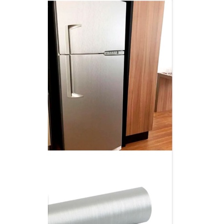 Adesivo Aço Escovado 7mt x 61cm Pelicula vinil para geladeira fogão microondas móveis prata Tipo inox.