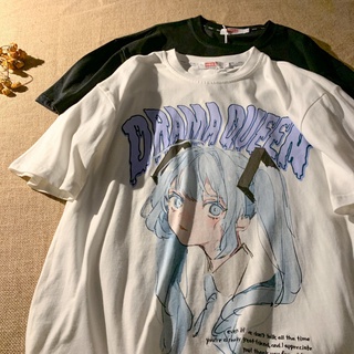 Camiseta De Tamanho Grande De Desenho Animado Feminino Summer 2022 Korean Ins Japanese Harajuku Style Hot Anime Girls Print Loose Student Short Sleeve