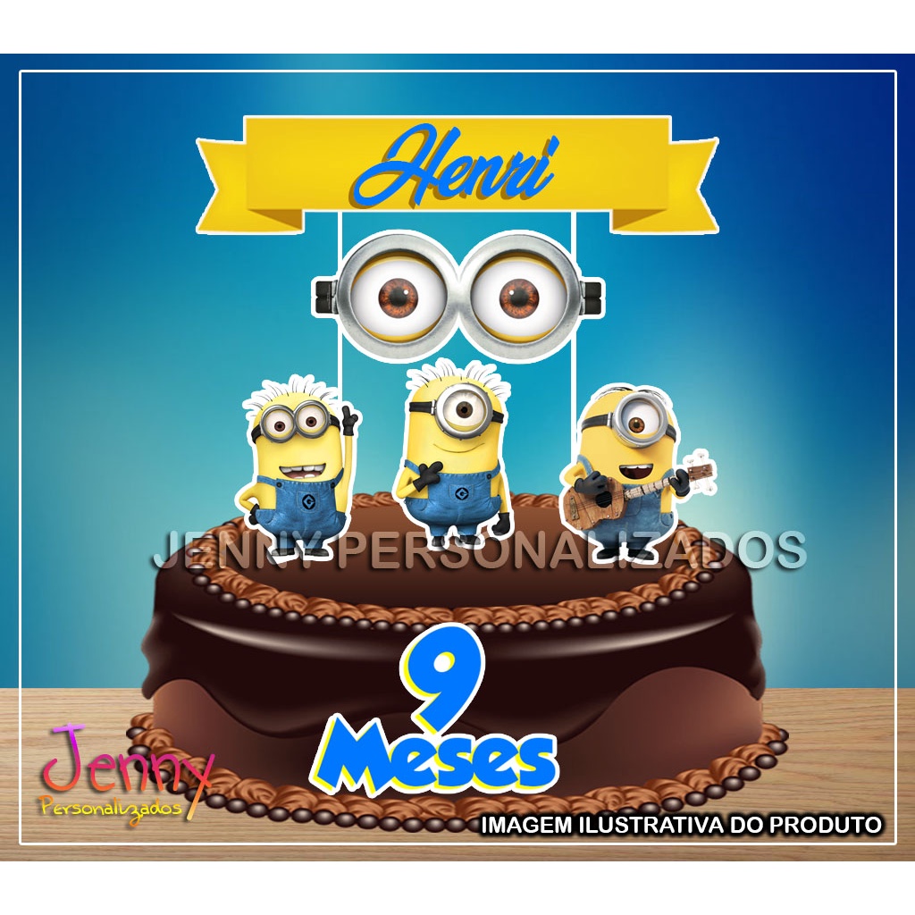 Topo Topper de bolo Minions Personalizado