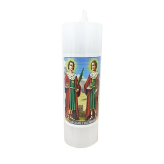 Vela 7 Dias Cosme e Damião Branca - 260gr Votiva