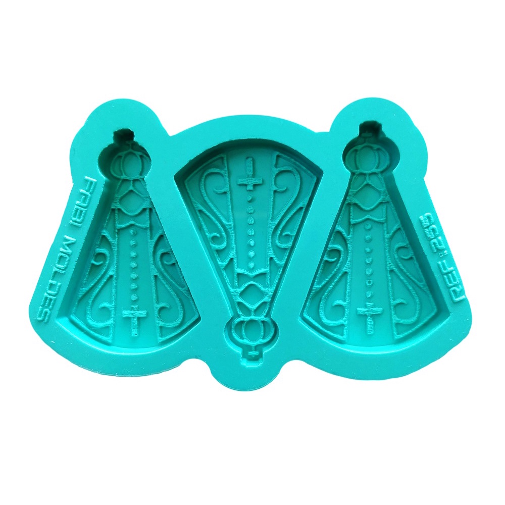 Molde Silicone Resina Pingente Nossa Senhora Aparecida 3 cavidades Chaveiro biscuit R-255 em Oferta na Shopee