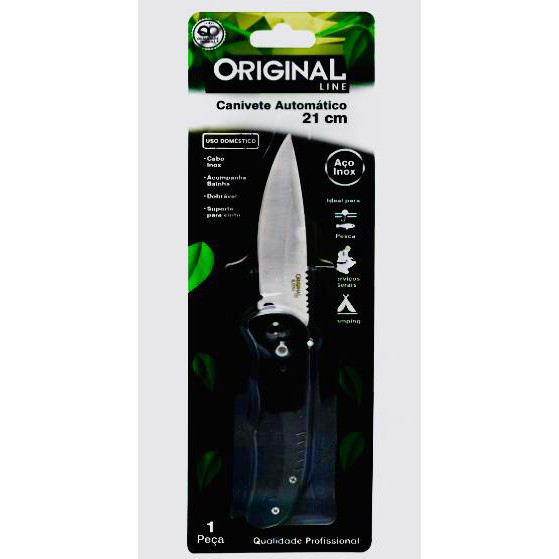 Canivete Automático Aço Inox Esportivo Caça Pesca Camping De Bolso