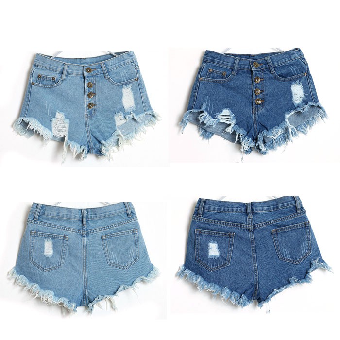 short de brim cintura alta