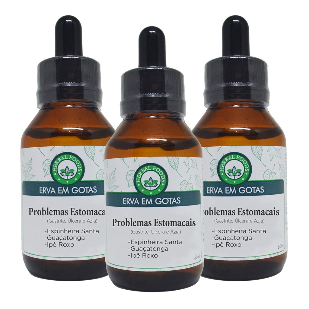 3 Extratos Composto de Espinheira Santa / Guaçatonga / Ipê Roxo 60ml - (Tintura mãe) em Oferta na Shopee