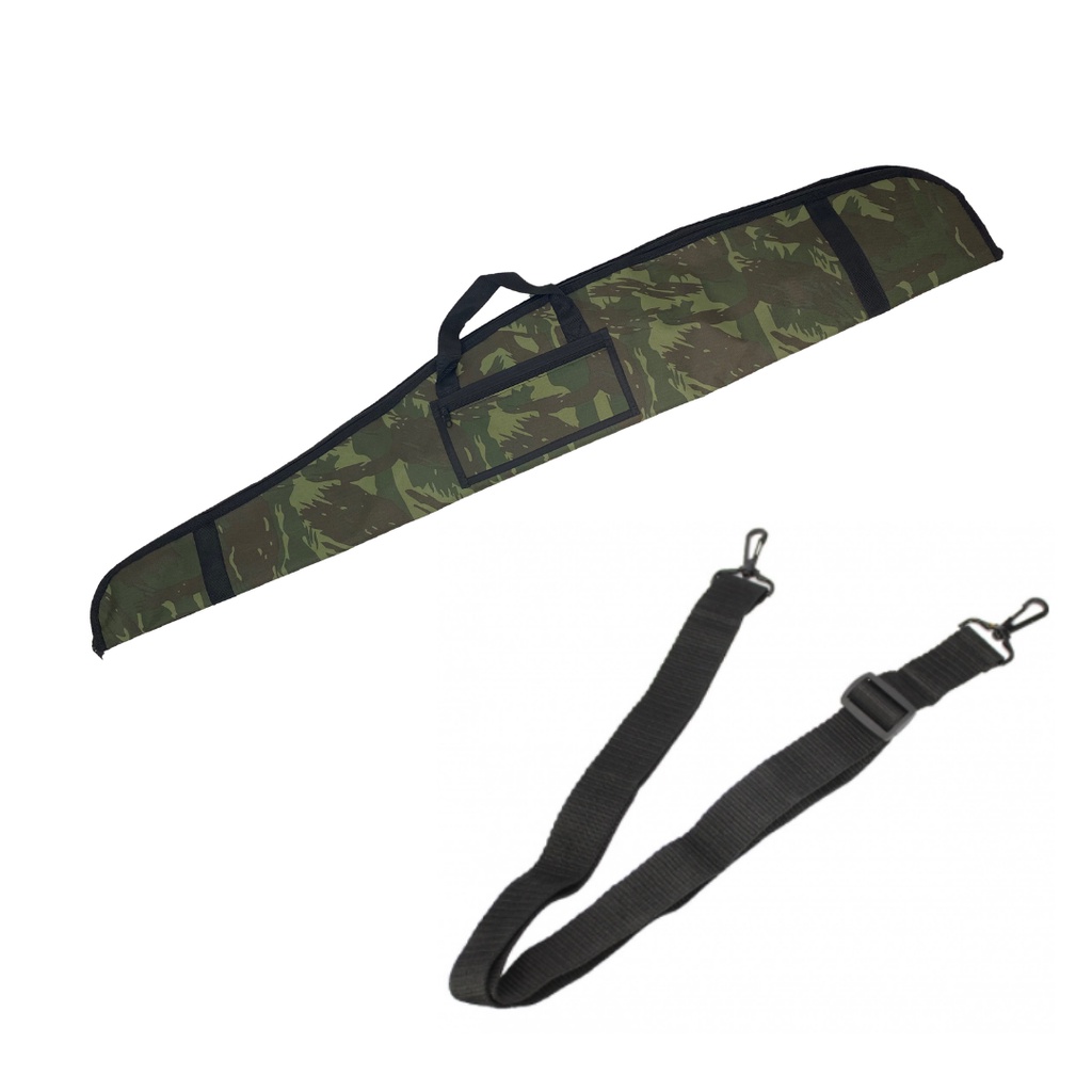 Capa De Carabina / Espingarda 1,30m Camuflada + Bandoleira