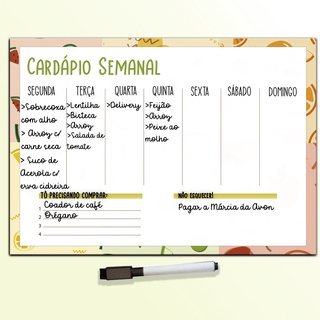 Lousa Magnética Cardápio Semanal Planejamento Organização com caneta Lembretes em Oferta na Shopee