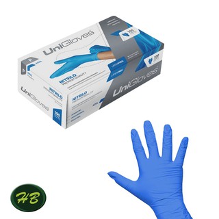 Luva Descartável Nitrílica Azul Unigloves Cx C/100 Sem Pó