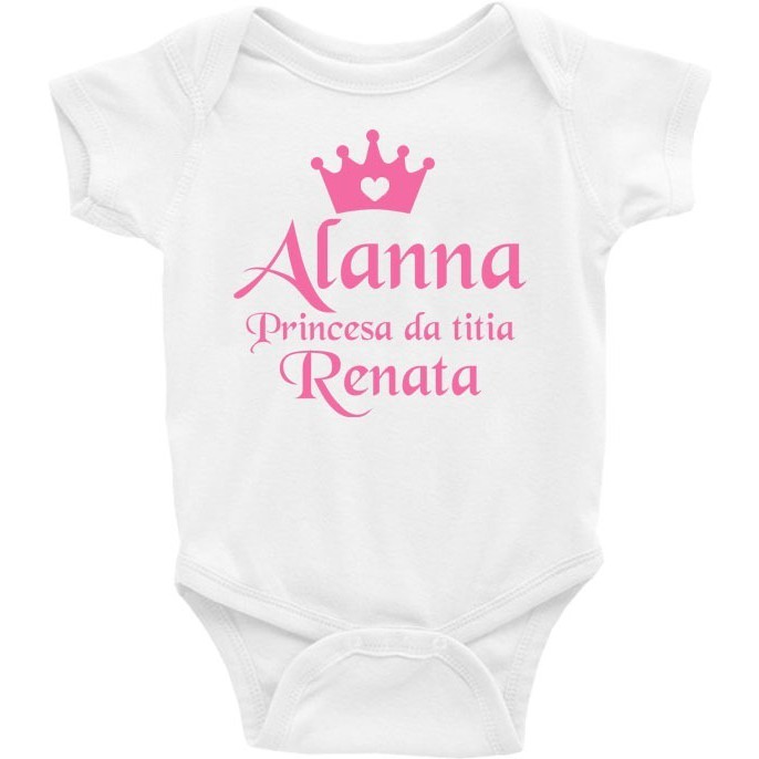 Roupa Body Bebê bebe infantil  Princesa Da Titia (nome Personalizado)