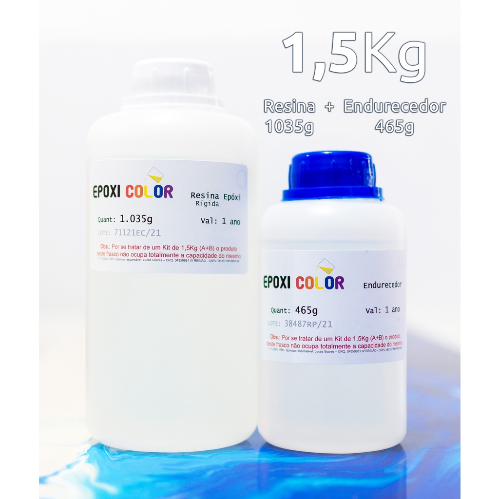 Resina Epóxi Incolor Translúcida Rígida com Endurecedor (kit 1,5 Kg A+B) - Epoxi Color em Oferta na Shopee