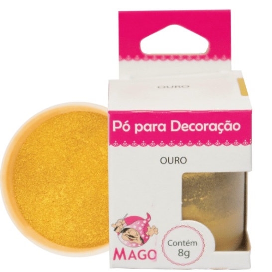 Pó Para Decoração OURO MAGO 8G Para Bolo Comestível Confeitar Decorar Torta Doce Confeitaria Padaria - Food & Beverages
