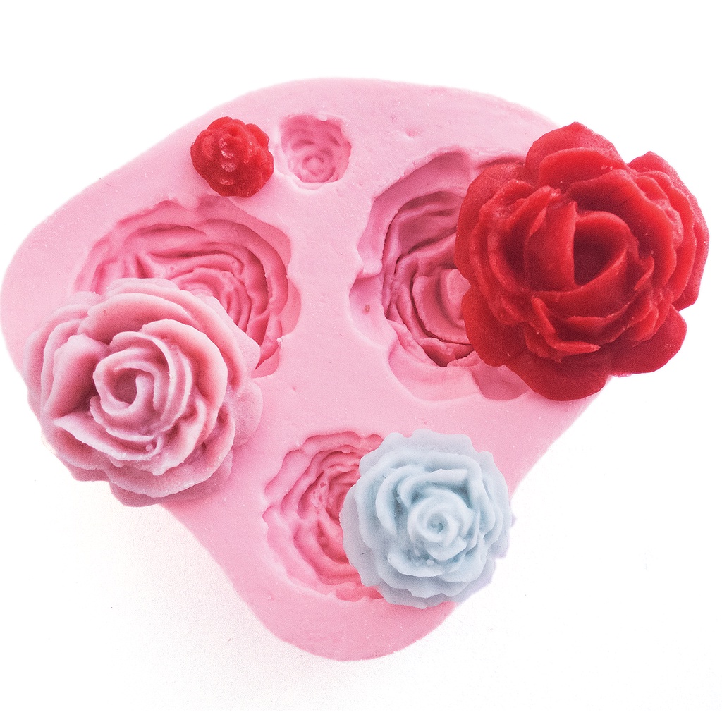 Molde De Silicone Rosa Aberta Molde De Rosa De Silicone 4 Tamanhos Oferta