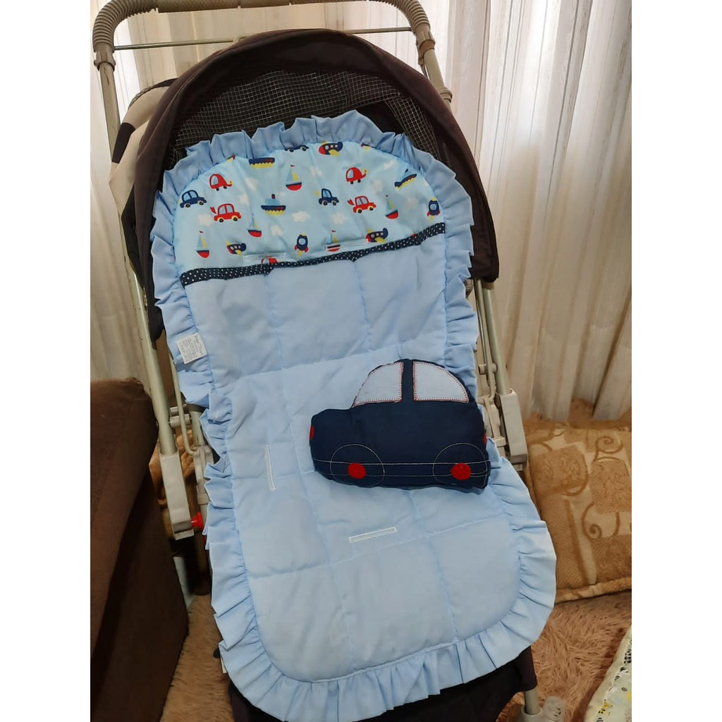 adjective Grit the same Capa para carrinho de bebê azul + brinde almofada de carrinho para menino |  Shopee Brasil