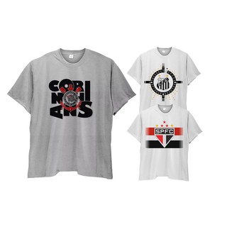 Camiseta Plus Size Times de Futebol São Paulo Rio de Janeiro Camisa Masculina Estampa Modelo Tamanho Grande