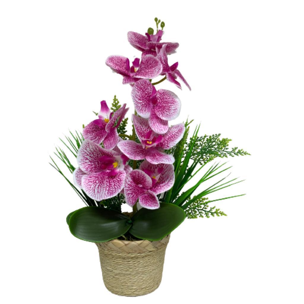 Vaso de palha natural com orquídea artificial | Shopee Brasil