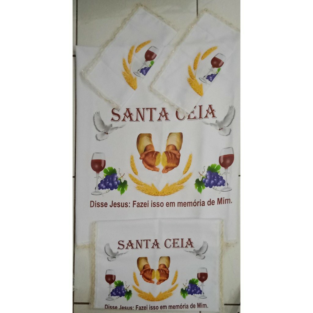Toalha Santa Ceia 2 mts x 2 mts kit com 4 peças