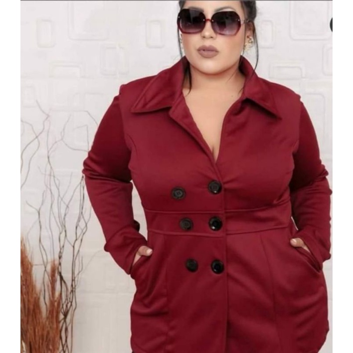 Sobretudo Feminino Plus Size Flanelado