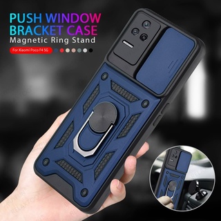 Capa De Armadura À Prova De Choque Para Câmera Deslizante Xiaomi Poco F4 5G Suporte De Anel De Carro Mi PocoF4 Pocco F 4 4F 6.67