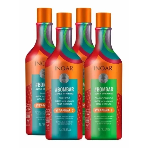 2 Kits Inoar Bombar Vitamina C Shampoo + Condicionador 1L em Oferta na Shopee