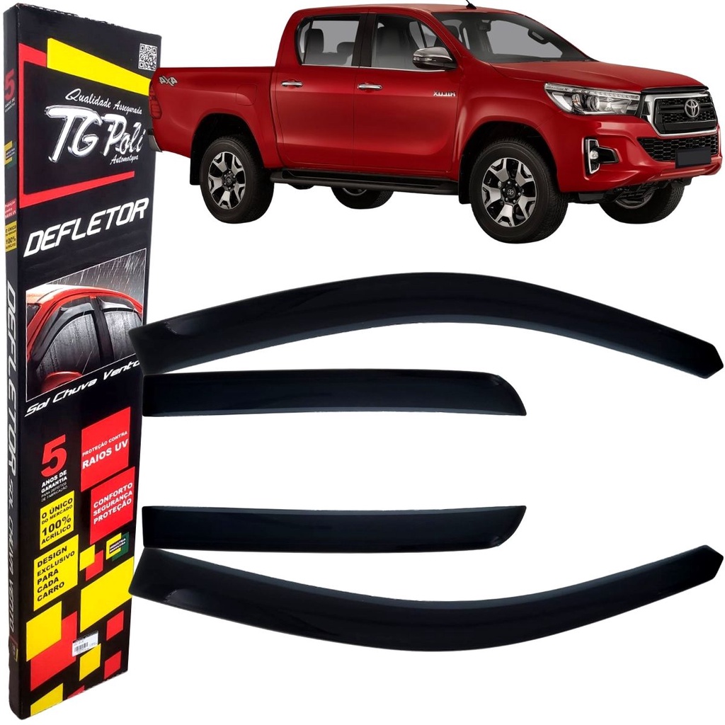 Calha de Chuva Calha Defletor Tg Poli Hilux 4 Portas 2016 2017 2018 2019 2020 2021 - Spare Parts and Accessories for Vehicles