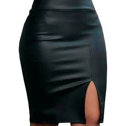 Saia Mid Fenda/racho Couro/courino Com Elastano Ate Tam 54 em Oferta na Shopee