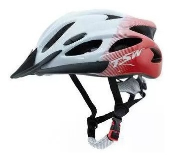 Capacete Bike Raptor Tsw Mtb Com Led Branco Cinza Vermelho Tam Único