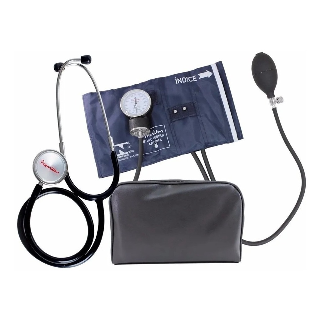 Esfigmomanômetro Fecho Metal Botão C/ Estetoscópio Simples Premium
