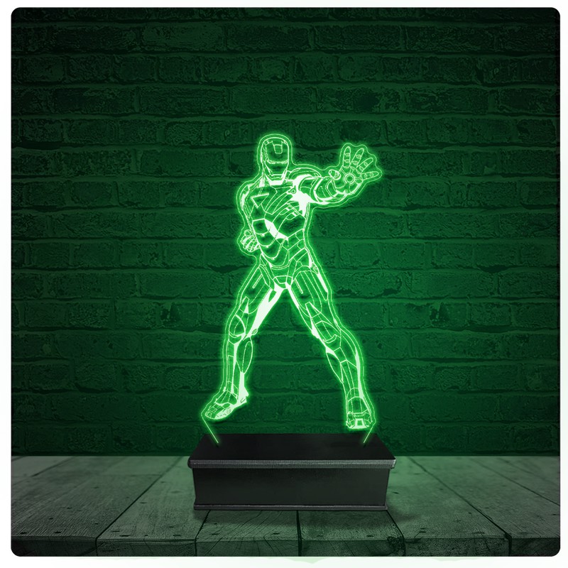Luminária Abajur Acrílico Led - Homem De Ferro Marvel 10