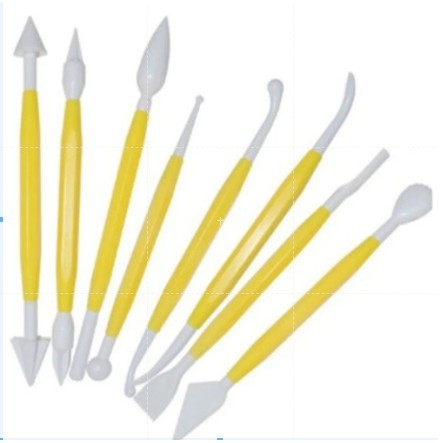 Kit 8 Estecas Ferramentas para modelar Pasta Americana Confeitaria Biscuit Artesanato