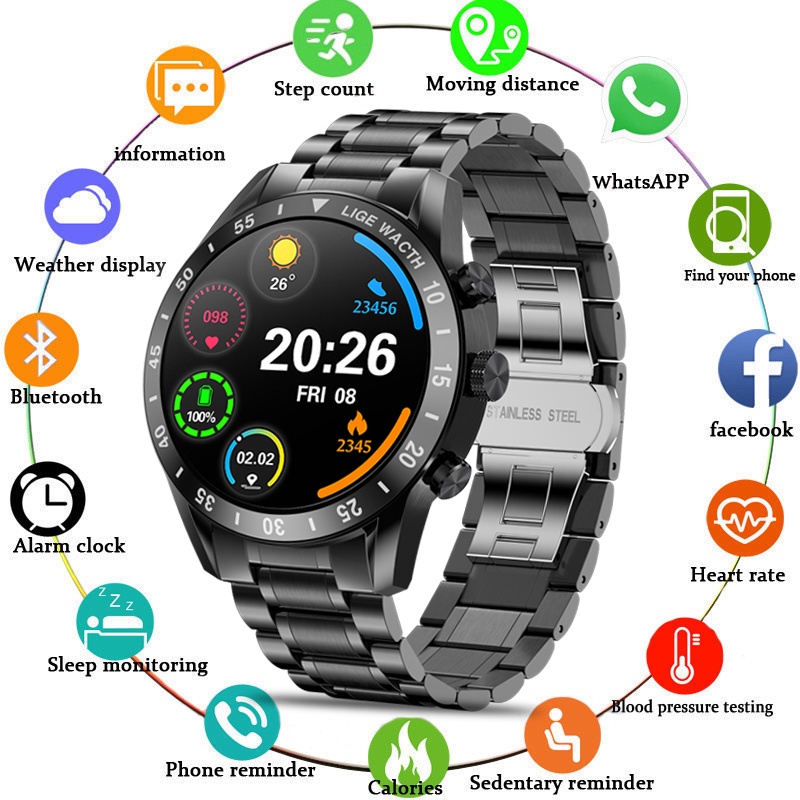 LIGE 2022 Homens Relógio Inteligente Bluetooth Chamada Relógios IP67 Freqüência Cardíaca Esportes Aptidão Dos À Prova D'água Smartwatch
