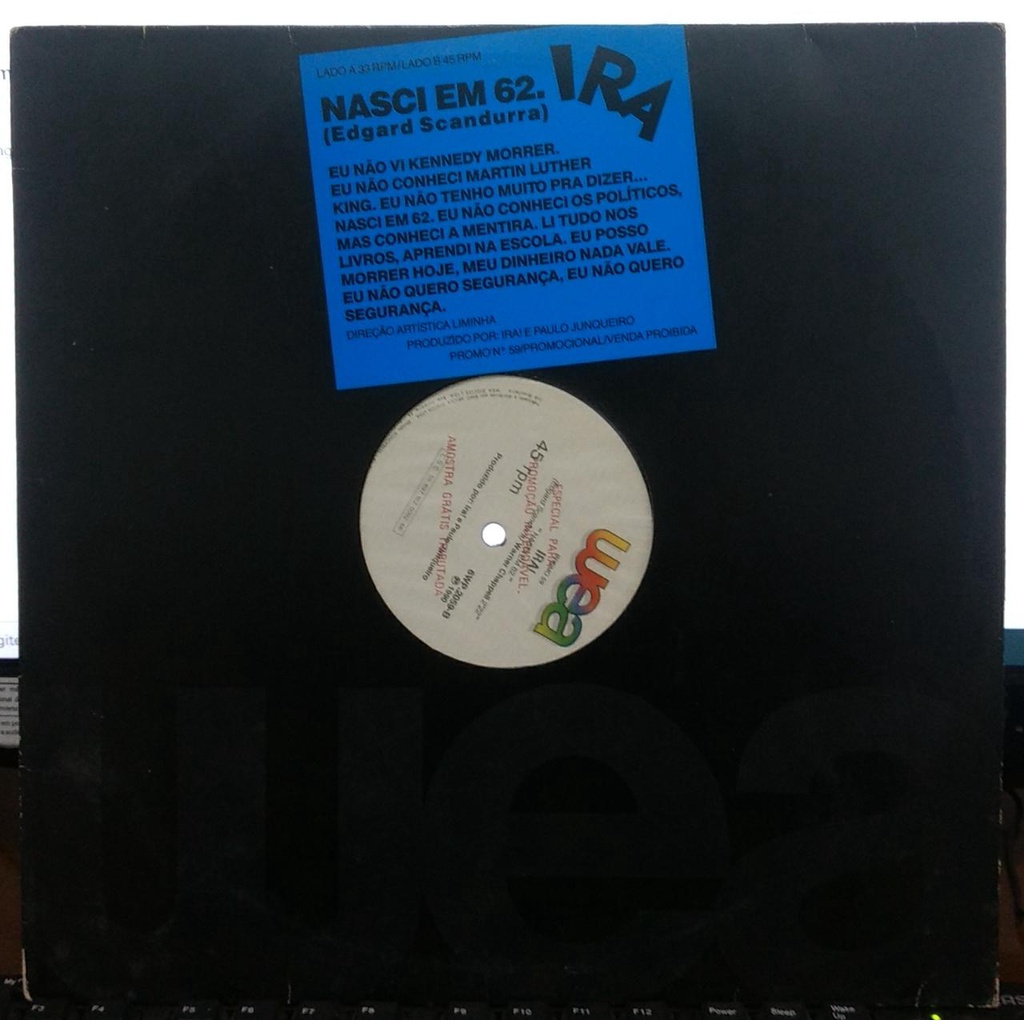 Disco de Vinil LP WEA Promo 59 Ira! Nasci em 62