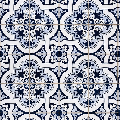 Papel De Parede Adesivo Azulejo Cozinha Azul Estilo 3d 1,50m