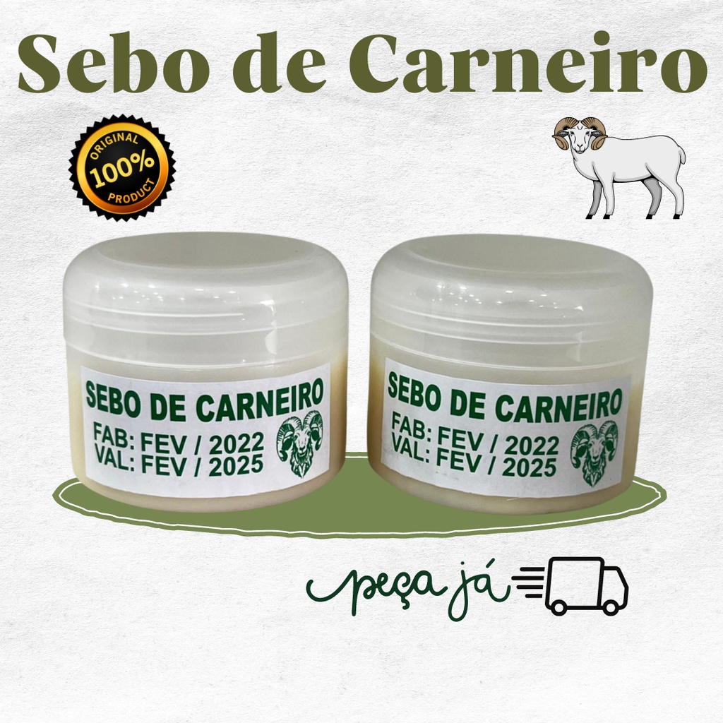 SEBO DE CARNEIRO PURO 100 NATURAL Pronta Entrega Shopee Brasil