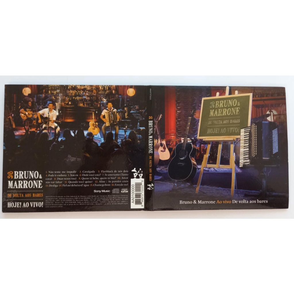 CD Bruno & Marrone Ao vivo De volta aos bares - Digipack