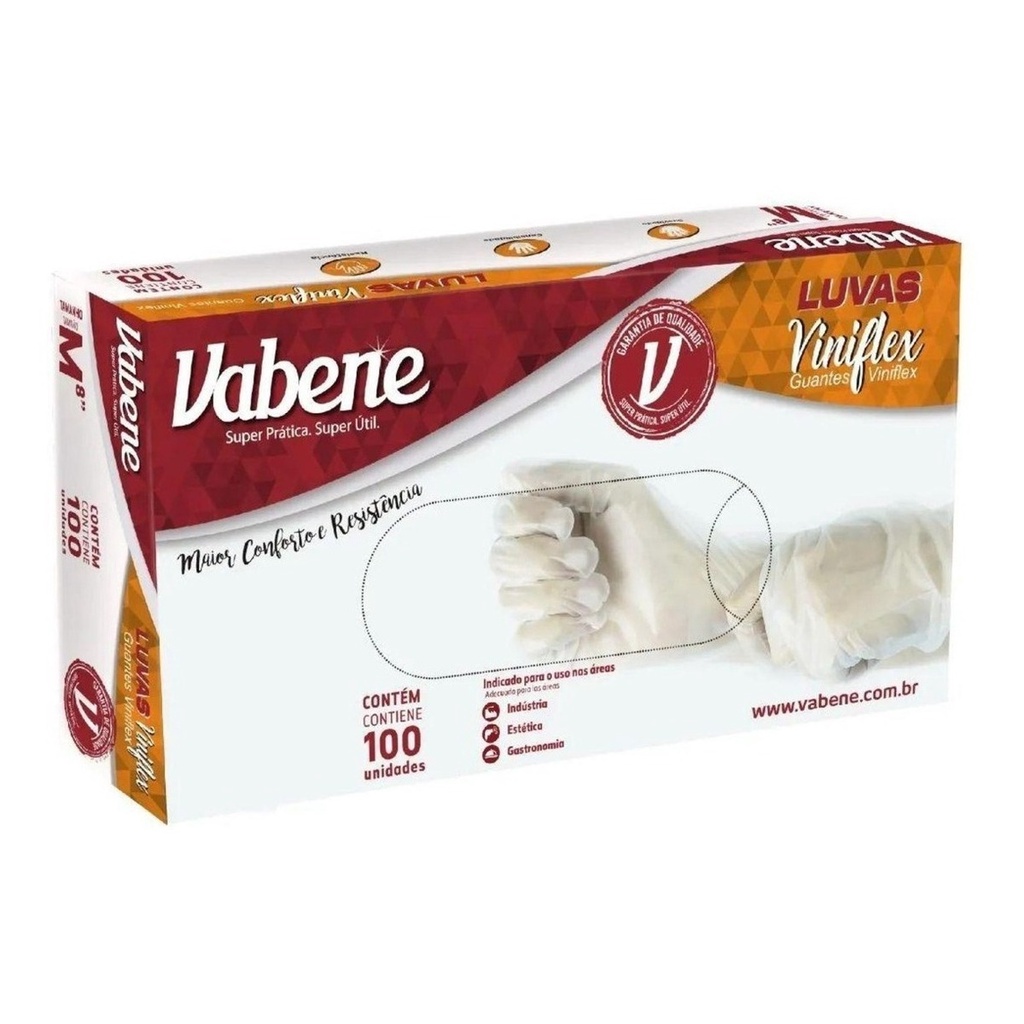 Luvas Viniflex Vabene Descartáveis c/ 100 em Oferta na Shopee