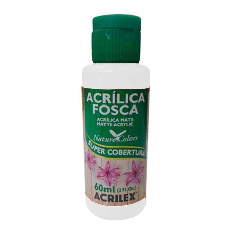 Tinta Acrílica Fosca para Artesanato Nature Colors Branca 60 ml Acrilex p/ Madeira