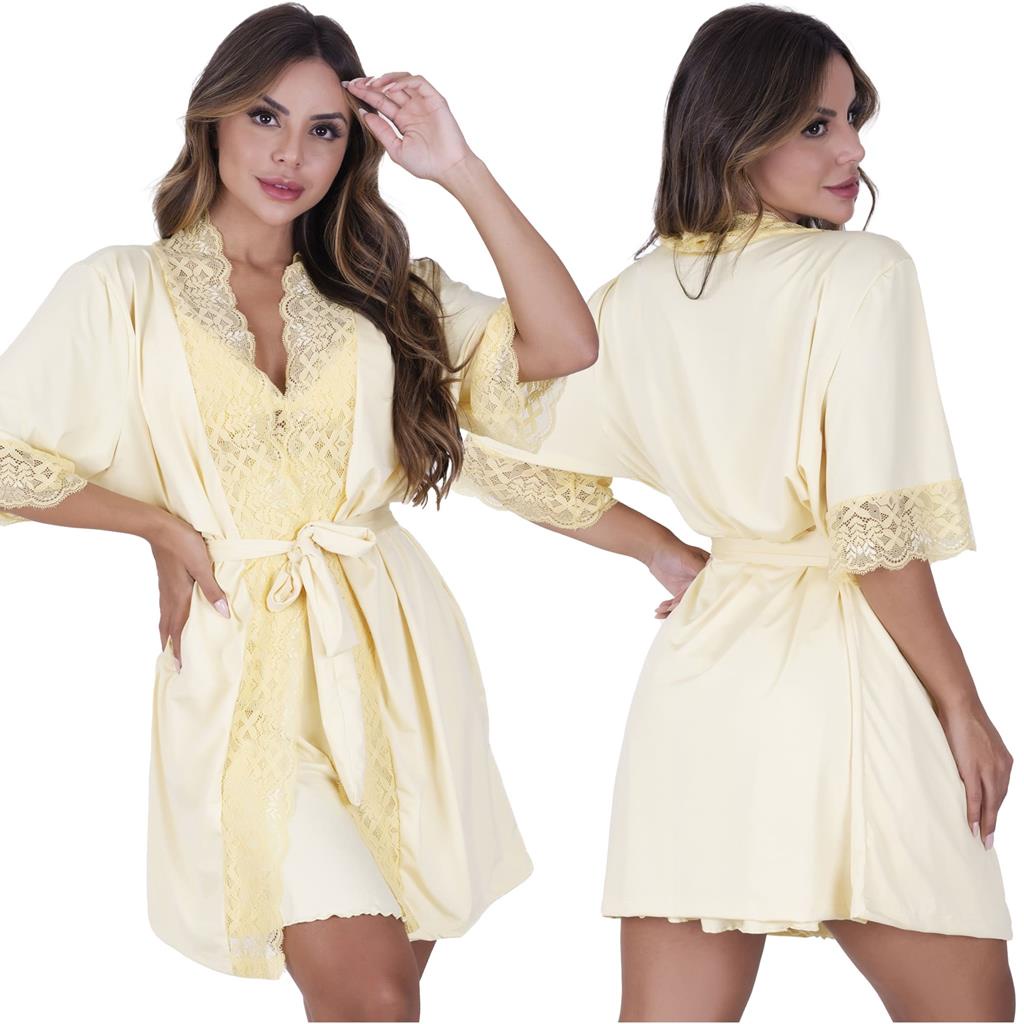 Robe Sofia de Microfibra Light e Renda Feminina