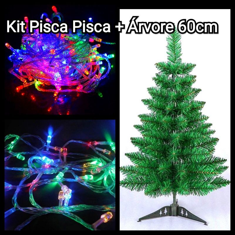 Kit Pisca Pisca 127v + Árvore De Natal Pequena 60Cm - Promoção | Shopee  Brasil