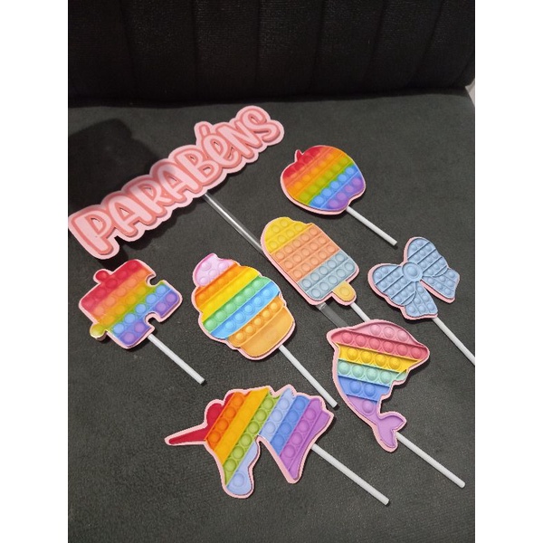 Topper em camadas Pop it/POPIT/Topo de Bolo/Parabéns | Shopee Brasil