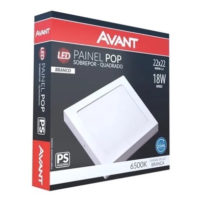 Painel Plafon Luminaria 18w Quadrado Sobrepor 6500k Luz Branca (branco Frio)