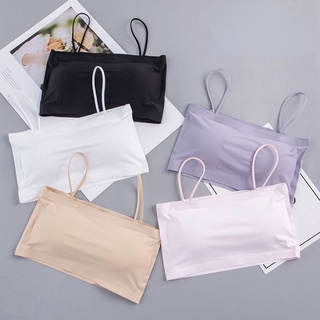 Verão quente estilo gelo seda uma palavra envolvente roupa interior sem costura embrulhado peito menina estudante sutiã sling colete de beleza top tubo esportivo