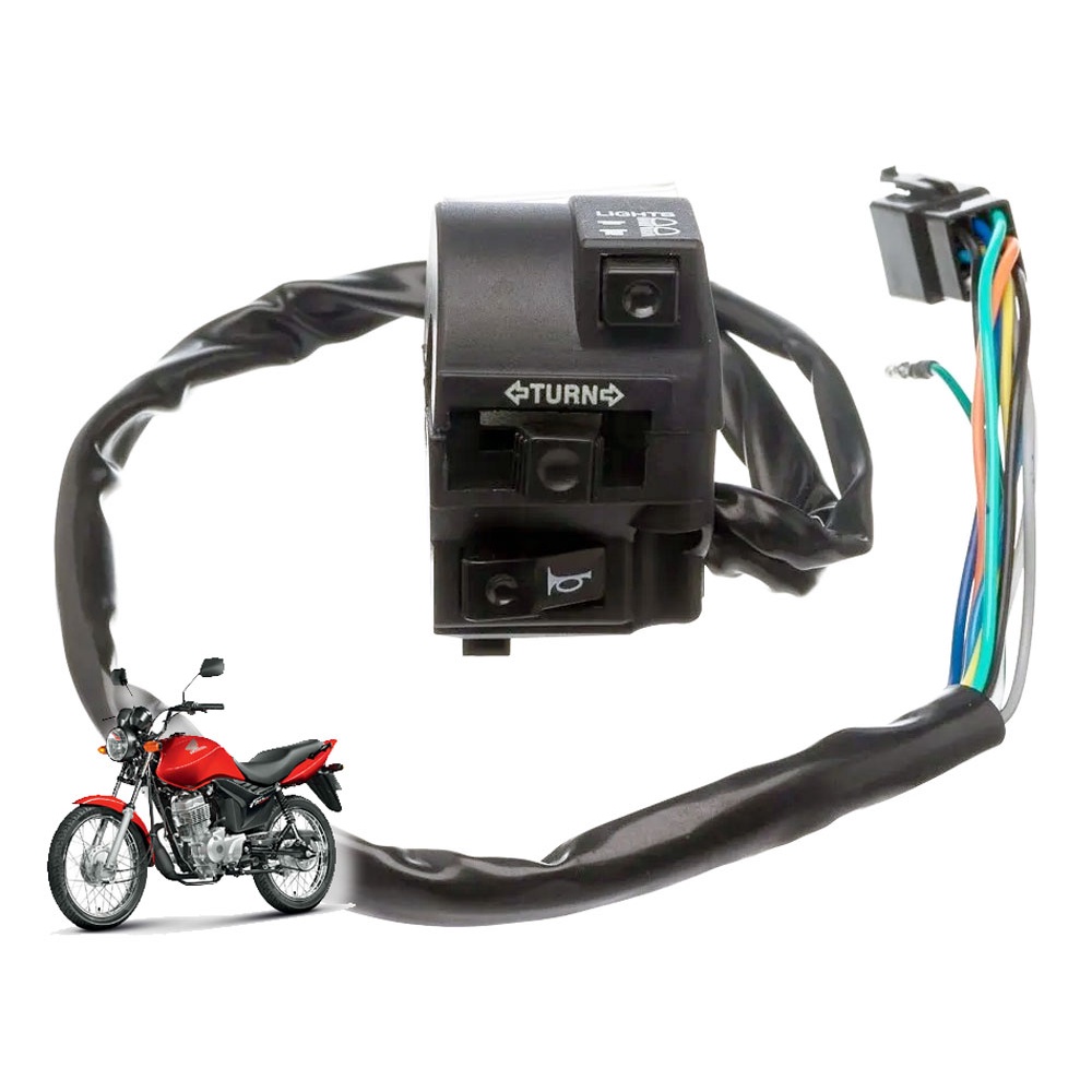 Chave Punho De Luz esquerda - Fan Titan Cg 150 125 Es Esd Ex ESI Flex Mix - anos 2009 10 11 12 13 - moto modelo Honda