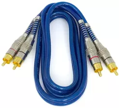 Cabo Rca 1 Metro Dupla Blindagem Cobre 1m Blindado Azul 5mm