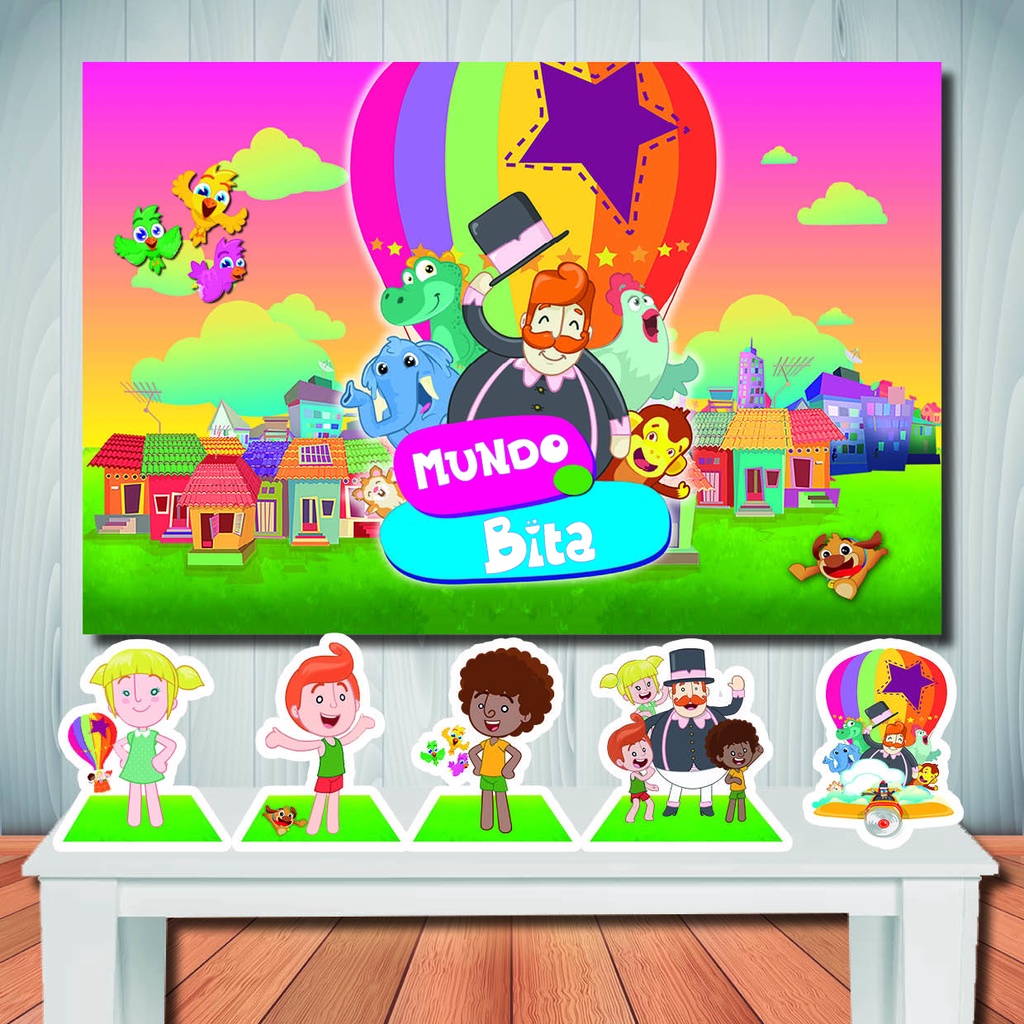 Kit Mundo Bita Painel de Aniversário e Display de Mesa | Shopee Brasil