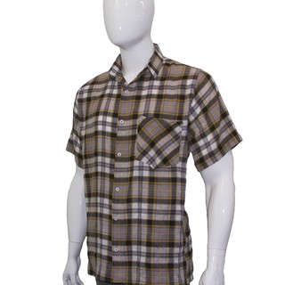 Camisa Social Curta Algodão Elastano Serviço Trabalho Xadrez