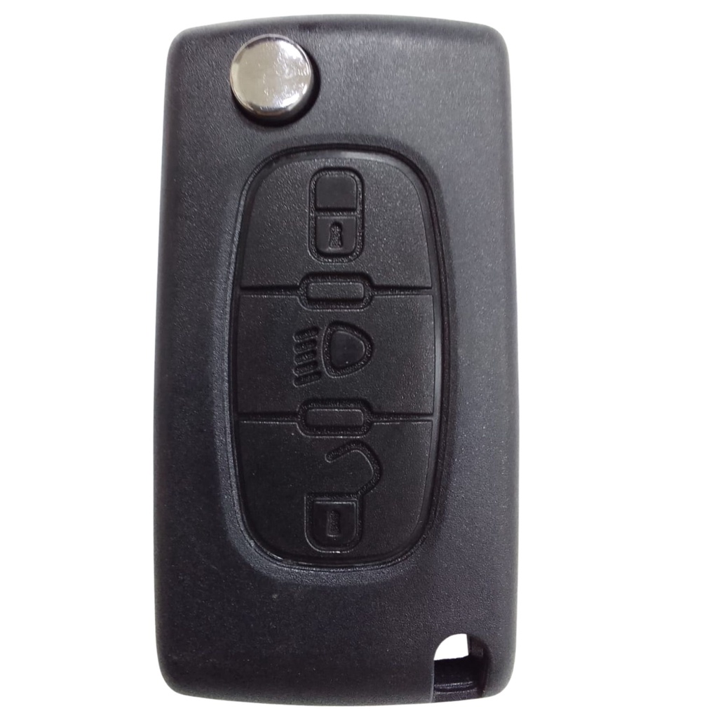 Chave Canivete Carcaça Oca Citroen C4 Ret Vtr Com 2 Botões + Farol