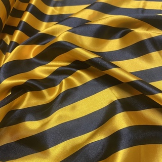 Tecido Cetim Estampado 1,40m Listras Dourado e Preto