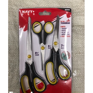 Kit 3 Tesouras Multifuncional Conjunto de Tesoura Cabelo Papel