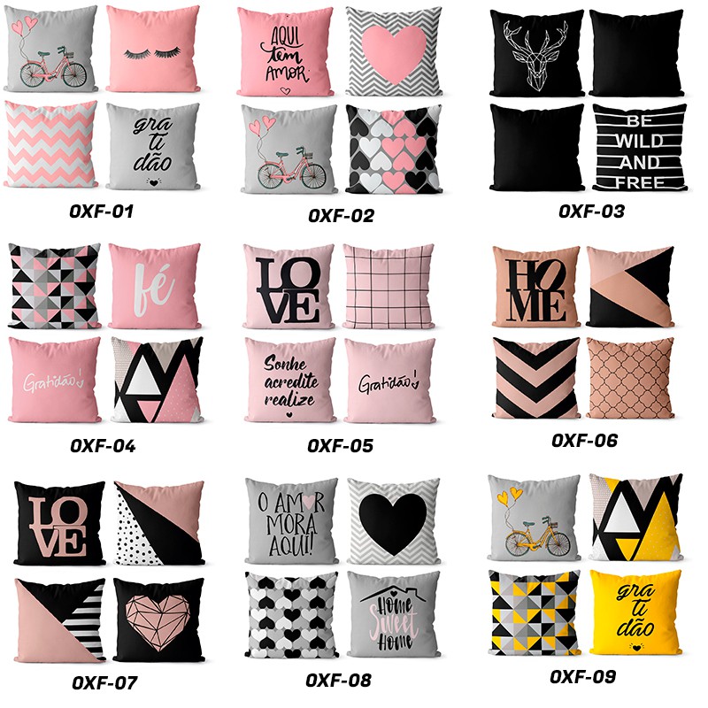 Kit 4 capas de almofadas decorativas 35x35 - Oxford frente e verso em Oferta na Shopee